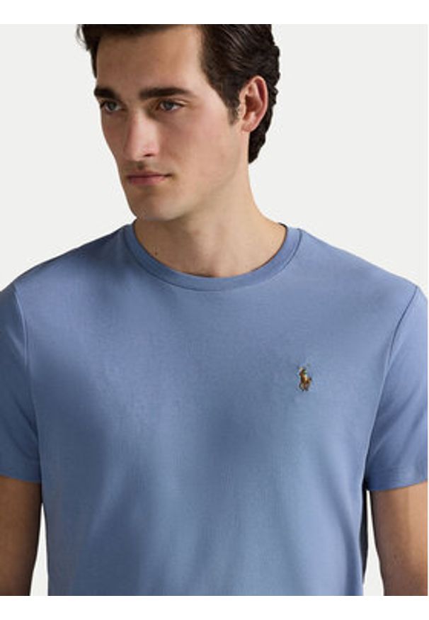 Polo Ralph Lauren T-Shirt 710740727095 Niebieski Custom Slim Fit. Typ kołnierza: polo. Kolor: niebieski. Materiał: bawełna