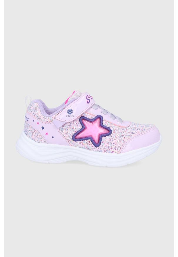 skechers - Skechers Buty dziecięce kolor różowy. Nosek buta: okrągły. Zapięcie: rzepy. Kolor: różowy. Materiał: guma. Szerokość cholewki: normalna