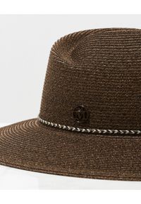MAISON MICHEL PARIS - Brązowy słomiany kapelusz ze zdobieniem. Kolor: brązowy. Materiał: lakier. Wzór: aplikacja #3