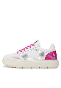 Love Moschino - LOVE MOSCHINO Sneakersy JA15274G1IJC410B Biały. Kolor: biały. Materiał: skóra