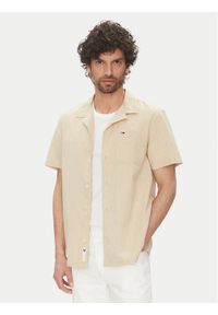 Tommy Jeans Koszula DM0DM20895 Beżowy Regular Fit. Kolor: beżowy. Materiał: bawełna