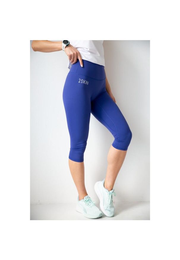 2SkIN - Legginsy 3/4 do biegania damskie 2skin Capris. Kolor: niebieski. Materiał: nylon