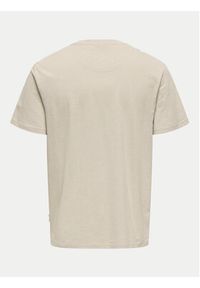 Only & Sons T-Shirt 22025286 Beżowy Regular Fit. Kolor: beżowy. Materiał: bawełna #7