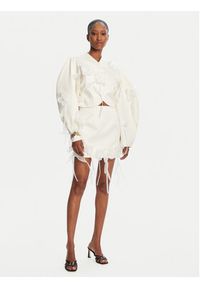 ROTATE Spódnica mini 3D Lily 113884857 Écru Regular Fit. Materiał: syntetyk