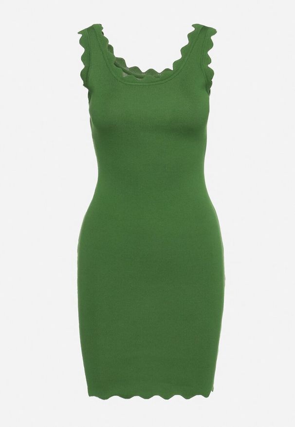 Born2be - Zielona Sukienka Dephosa. Okazja: na imprezę, na randkę, na co dzień. Kolor: zielony. Materiał: dzianina, prążkowany. Długość rękawa: bez rękawów. Sezon: lato. Typ sukienki: proste, dopasowane. Styl: casual