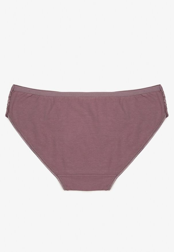 Renee - Fioletowe Bawełniane Majtki Figi o Klasycznym Fasonie Venalice. Kolor: fioletowy. Materiał: bawełna. Wzór: aplikacja