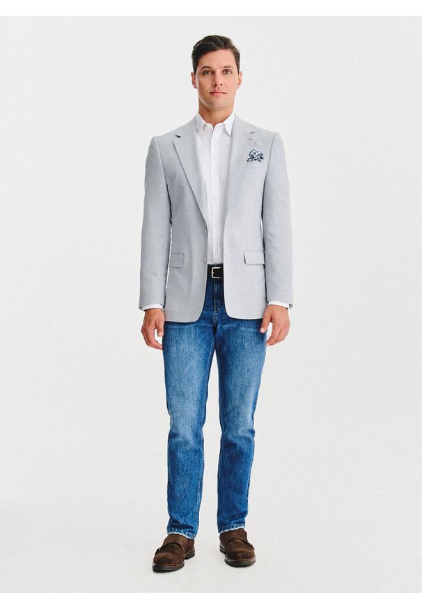 Pako Lorente - PAKO LORENTE – Szara marynarka męska. Kolor: szary, brązowy, beżowy. Materiał: wiskoza, poliester, elastan. Sezon: jesień