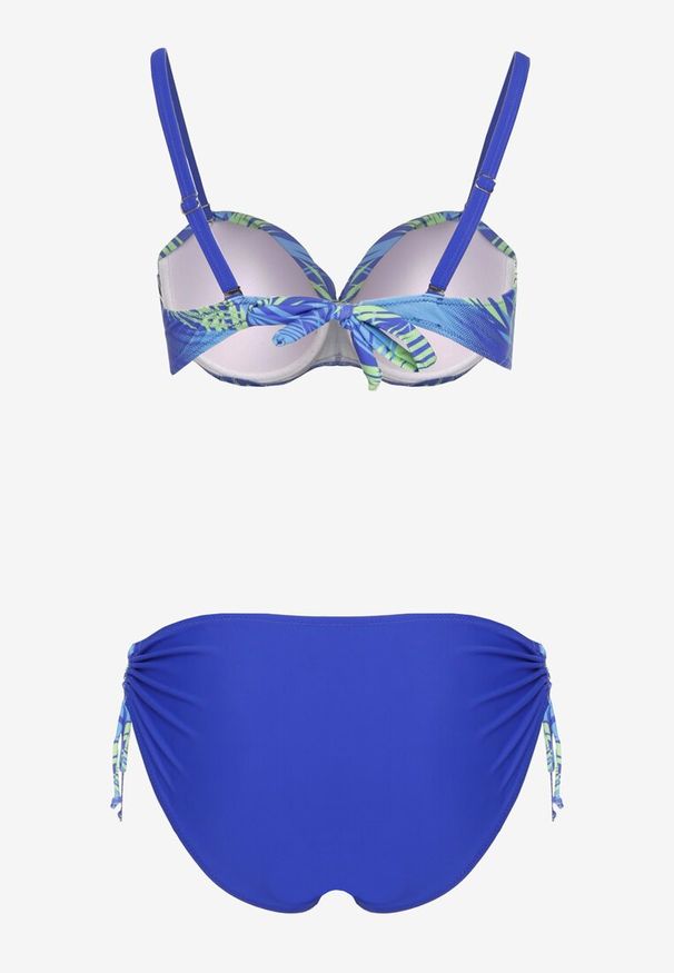 Born2be - Niebieski Dwuczęściowy Komplet Bikini Biustonosz z Usztywnieniem Majtki Typu Figi Roseria. Kolor: niebieski