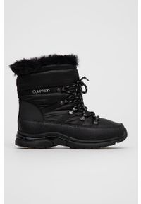 Calvin Klein Śniegowce damskie kolor czarny. Nosek buta: okrągły. Zapięcie: sznurówki. Kolor: czarny