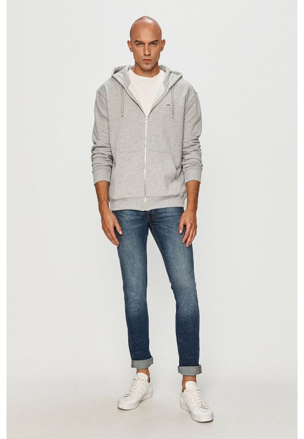 Lee - Bluza. Okazja: na co dzień. Typ kołnierza: kaptur. Kolor: szary. Materiał: dzianina. Styl: casual