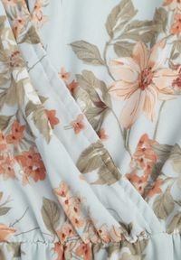 Renee - Miętowa Sukienka Maxi z Kopertowym Dekoltem i Gumką z Wiązaniem w Talii Alret. Kolor: miętowy. Długość rękawa: długi rękaw. Wzór: kwiaty. Typ sukienki: kopertowe. Długość: maxi #3