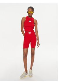 Calvin Klein Jeans Szorty materiałowe Label J20J223138 Czerwony Slim Fit. Kolor: czerwony. Materiał: lyocell #2