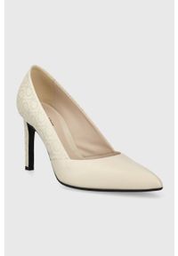 Calvin Klein szpilki ESS STILETTO PUMP 90 - EPI MN MX kolor beżowy HW0HW01737. Kolor: beżowy. Obcas: na szpilce. Wysokość obcasa: średni #3