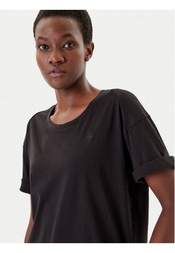 G-Star RAW - G-Star Raw T-Shirt Rolled Up D24524-4107 Czarny Loose Fit. Kolor: czarny. Materiał: bawełna