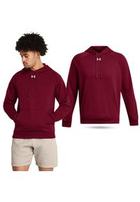 Under Armour - Bluza fitness męska UNDER ARMOUR Rival Fleece Hoodie z kapturem. Typ kołnierza: kaptur. Kolor: czerwony. Sport: fitness #1