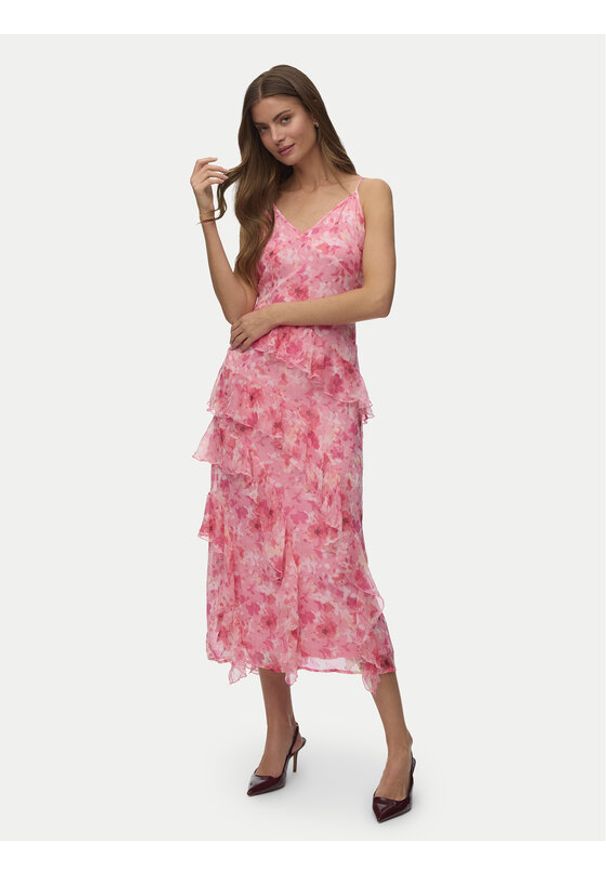 Vero Moda Sukienka wieczorowa Smilla 10346307 Różowy Regular Fit. Kolor: różowy. Materiał: syntetyk. Styl: wizytowy