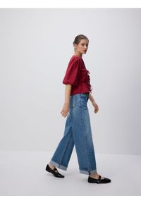 Reserved - Jeansy wide leg - niebieski. Kolor: niebieski