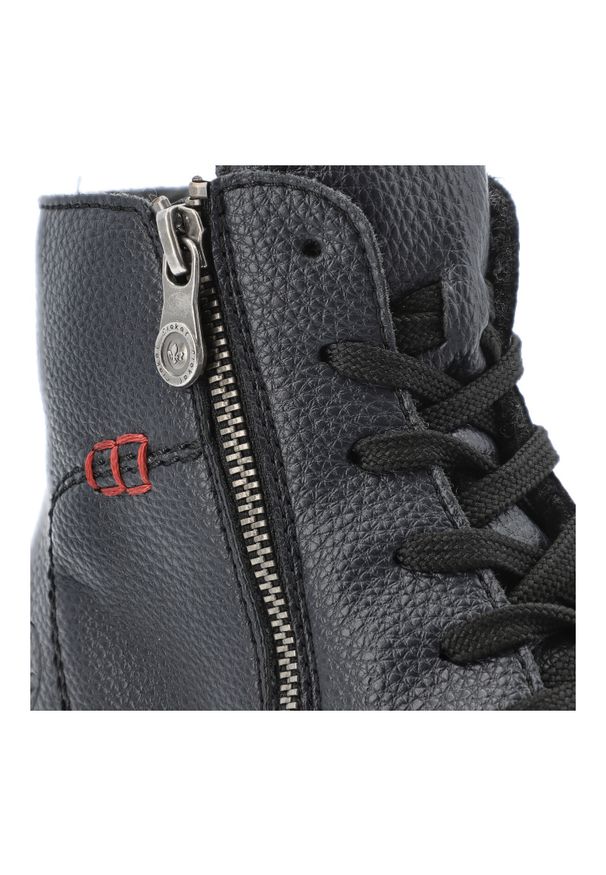 Niebieskie Botki Rieker Ocieplane Obuwie Damskie. Okazja: na co dzień, na spacer. Zapięcie: sznurówki. Kolor: niebieski. Materiał: skóra. Styl: casual, klasyczny