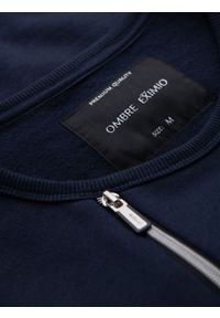 Ombre Clothing - Bluza męska z ozdobnymi zamkami z przodu – granatowa V2 - Rozmiar: M. Okazja: na co dzień. Kolor: niebieski. Materiał: dresówka, poliester, bawełna. Wzór: aplikacja. Styl: casual #2