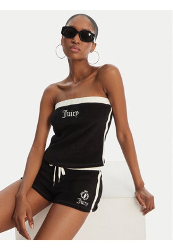 Juicy Couture Top Applique Terry JCWSC126314 Czarny Slim Fit. Kolor: czarny. Materiał: bawełna