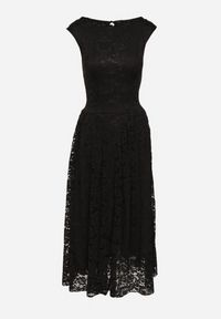 Born2be - Czarna Koronkowa Sukienka o Rozkloszowanym Kroju z Odkrytymi Plecami Nelamia. Okazja: na co dzień, na imprezę. Kolor: czarny. Materiał: koronka. Długość rękawa: bez rękawów. Styl: wizytowy, casual, elegancki #5