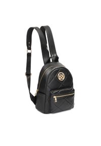 Kazar - Czarny skórzany plecak z dużym monogramem. Kolor: czarny. Materiał: syntetyk, skóra. Wzór: aplikacja. Styl: klasyczny #3