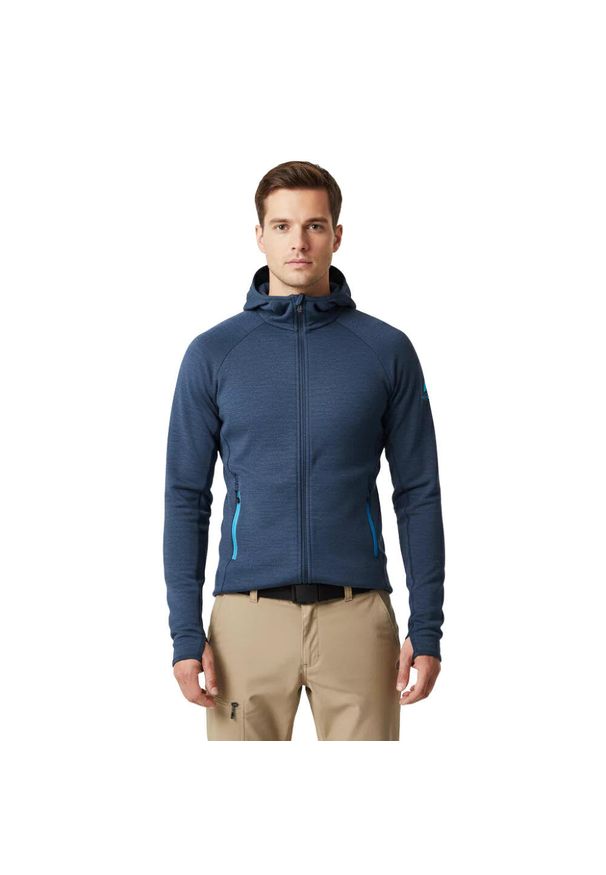 FJORK MERINO - Kurtka męska Merino Ultra 300. Kolor: niebieski. Materiał: wełna, elastan. Długość rękawa: długi rękaw. Długość: długie. Sezon: zima. Sport: bieganie, fitness