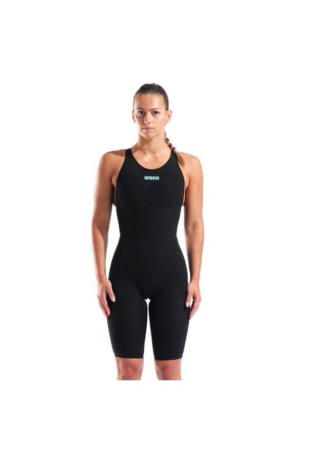 Strój startowy damski jednoczęściowy otwarte plecy Arena Veloce. Kolor: czarny