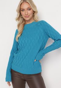 Born2be - Niebieski Klasyczny Sweter z Półgolfem Nordda. Kolor: niebieski. Materiał: bawełna. Styl: klasyczny #1