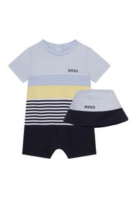 BOSS - Boss Romper J98412 Niebieski Regular Fit. Kolor: niebieski. Materiał: bawełna