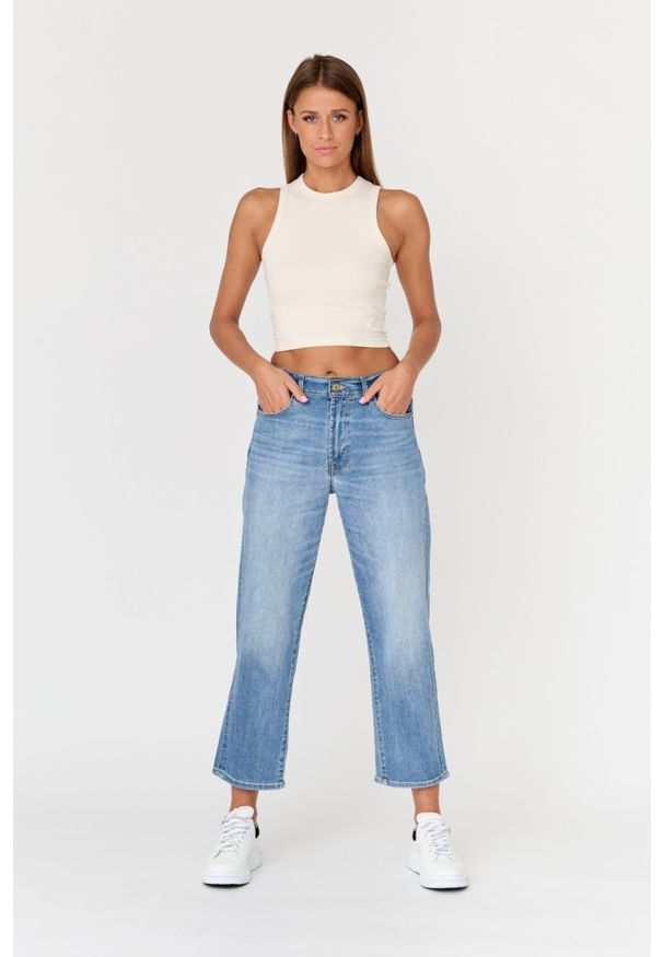 7 FOR ALL MANKIND Błękitne jeansy damskie THE MODERN STRAIGHT TRILIG, Rozmiar 30. Kolor: niebieski