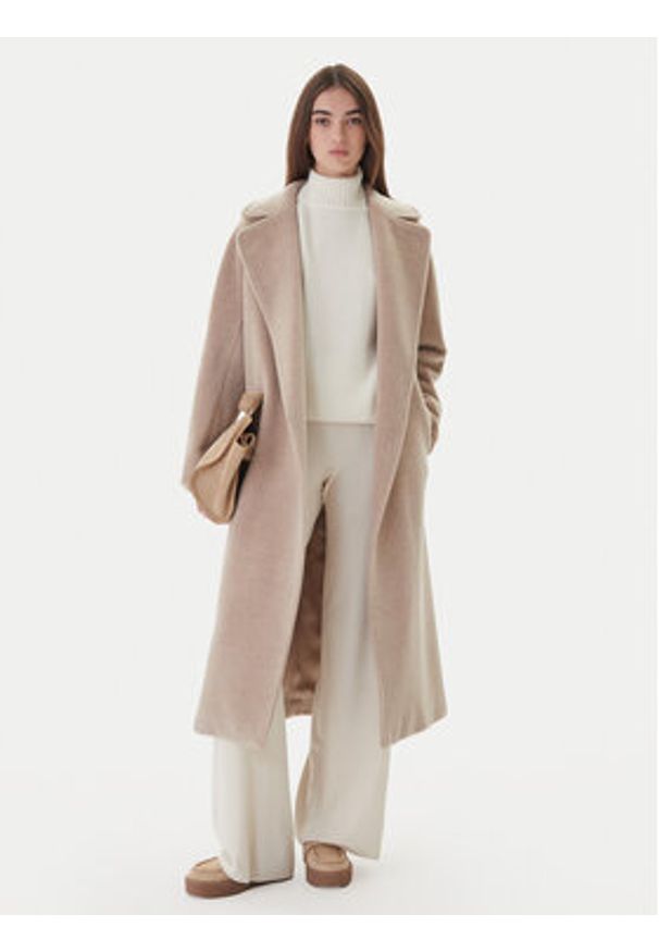 Weekend Max Mara Płaszcz wełniany Tempera 2525016082 Beżowy Regular Fit. Kolor: beżowy. Materiał: wełna
