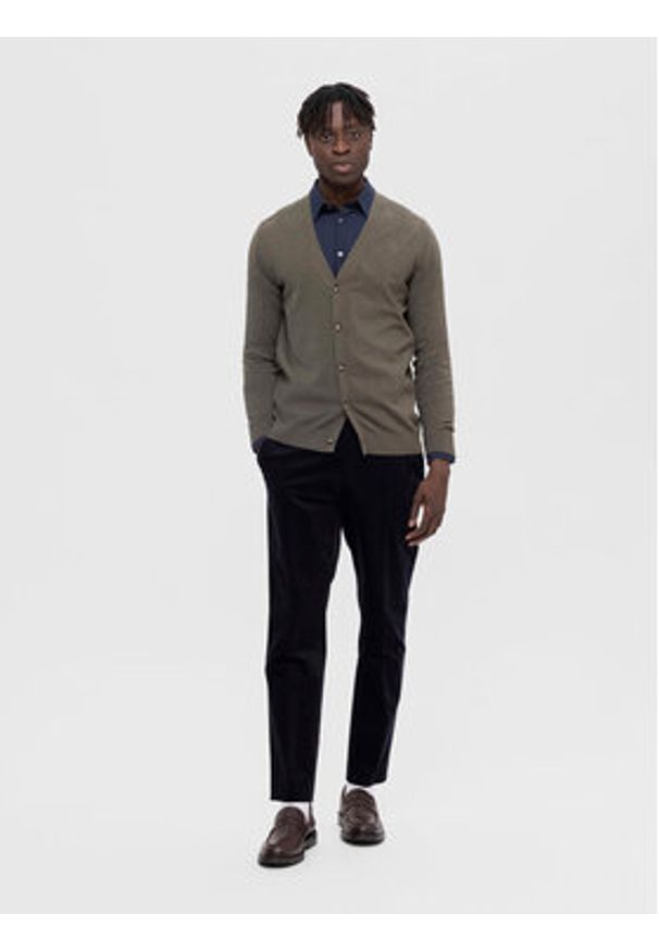 Selected Homme Kardigan Berg 16090146 Zielony Regular Fit. Kolor: zielony. Materiał: bawełna