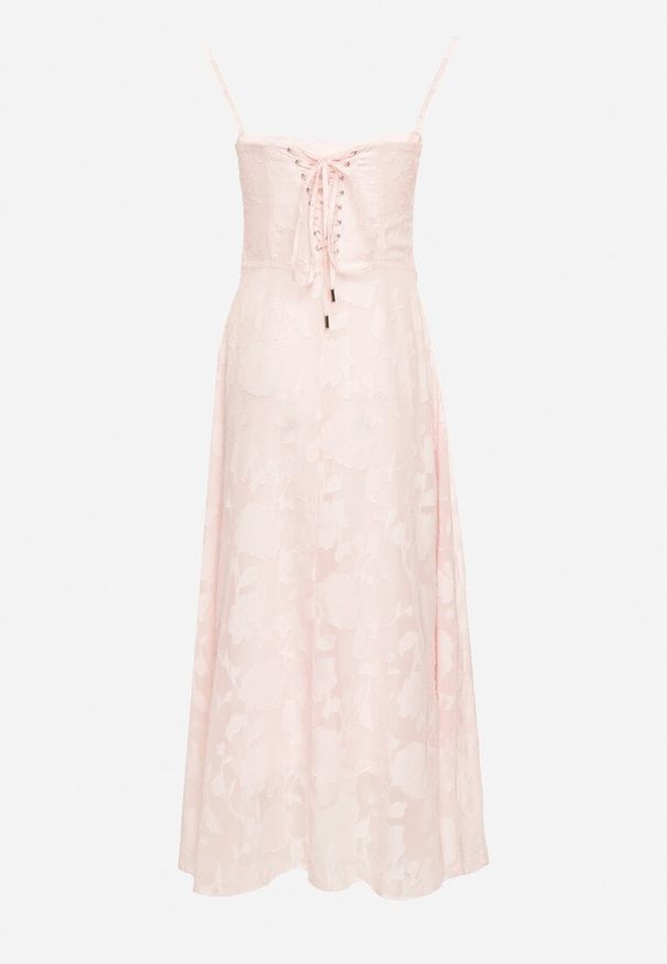 Born2be - Różowa Rozkloszowana Sukienka Vices z Gorsetowym Wiązaniem Fenosella. Okazja: na imprezę. Typ kołnierza: dekolt gorset. Kolor: różowy. Długość rękawa: na ramiączkach. Sezon: lato. Typ sukienki: gorsetowe. Styl: elegancki