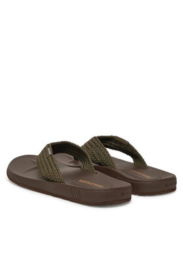 TOMMY HILFIGER - Tommy Hilfiger Japonki Molded Web Beach Sandal FM0FM05434 Khaki. Kolor: brązowy. Materiał: materiał