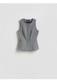 Reserved - Kamizelka z przeszyciami - jasnoszary. Kolor: szary. Materiał: tkanina, wiskoza #1