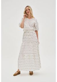 MOODO - Bawełniana spódnica maxi biała. Kolor: biały. Materiał: bawełna
