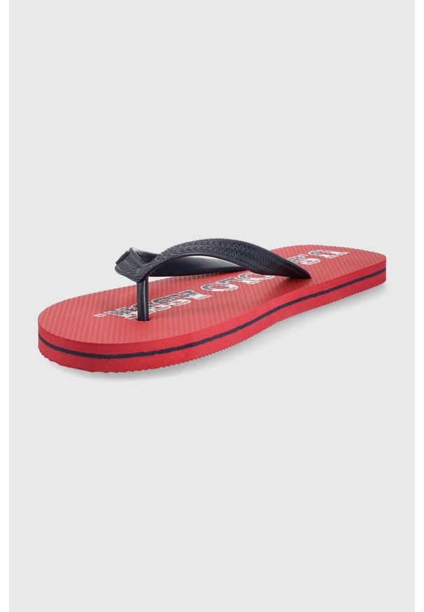 U.S. Polo Assn. japonki męskie kolor czerwony. Kolor: czerwony. Materiał: materiał. Obcas: na obcasie. Wysokość obcasa: niski