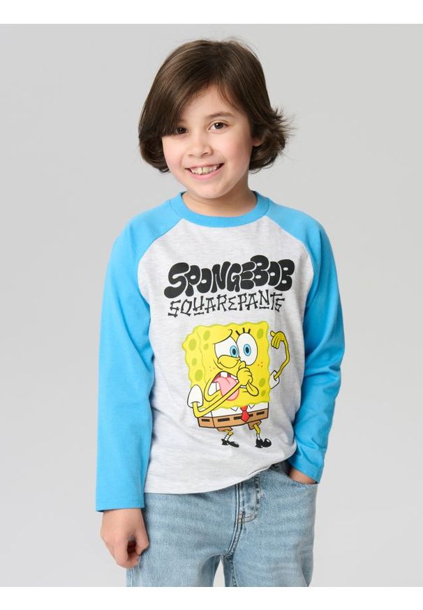 Sinsay - Koszulka z długimi rękawami SpongeBob SquarePants - szary. Kolor: szary. Długość rękawa: długi rękaw. Długość: długie