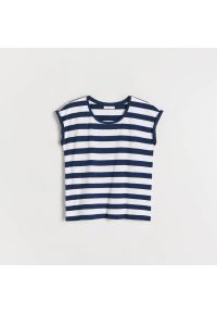 Reserved - T-shirt regular - Granatowy. Kolor: niebieski