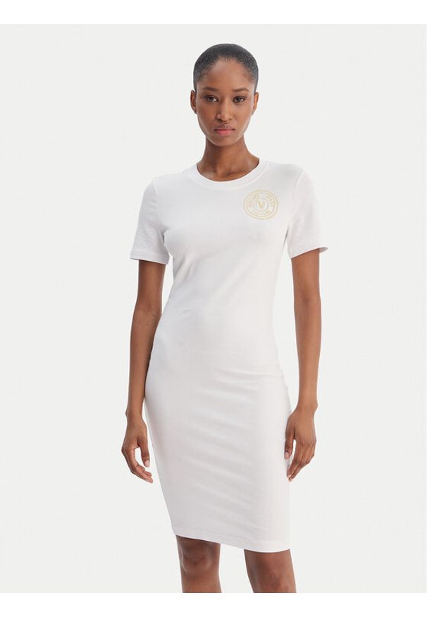 Versace Jeans Couture Sukienka codzienna 80HAOT02 CJ03T Biały Slim Fit. Okazja: na co dzień. Kolor: biały. Materiał: bawełna. Typ sukienki: proste. Styl: casual