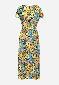 Born2be - Żółta Bawełniana Sukienka z Abstrakcyjnym Wzorem Emilisse. Okazja: na co dzień. Kolor: żółty. Materiał: bawełna. Styl: klasyczny, casual #4