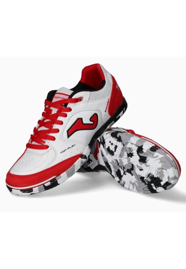Buty do piłki halowe Joma Top Flex 2022 IN white/red. Kolor: biały. Sport: piłka nożna