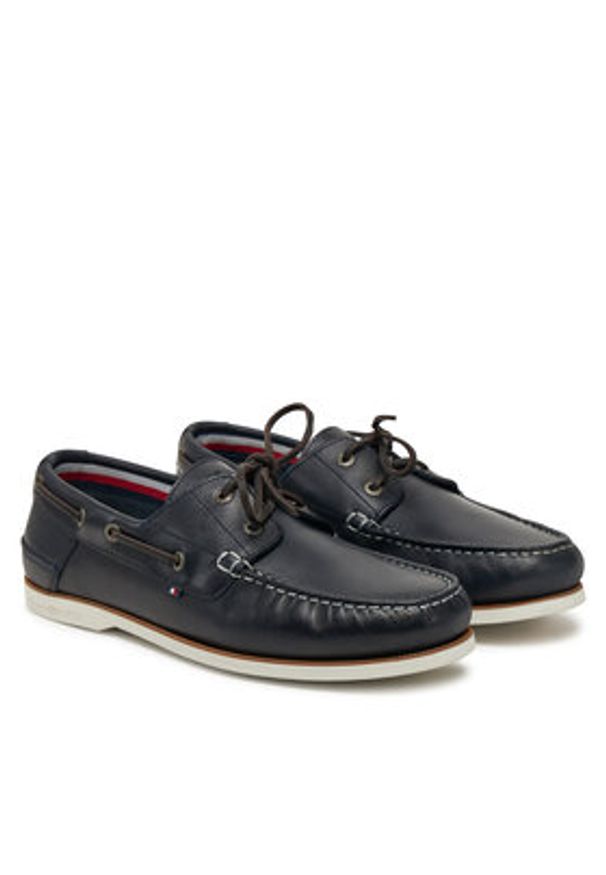 TOMMY HILFIGER - Tommy Hilfiger Półbuty Th Boat Shoe Core Lth FM0FM05569 Granatowy. Kolor: niebieski. Materiał: skóra