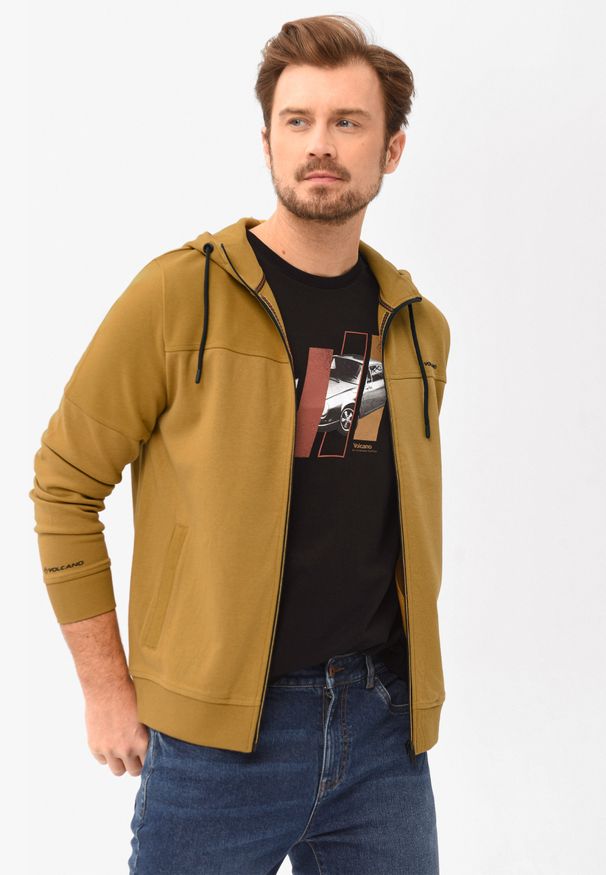 Volcano - Bluza z kapturem B-KAMP. Typ kołnierza: kaptur. Kolor: żółty. Materiał: dresówka, bawełna, materiał. Wzór: gładki. Styl: klasyczny