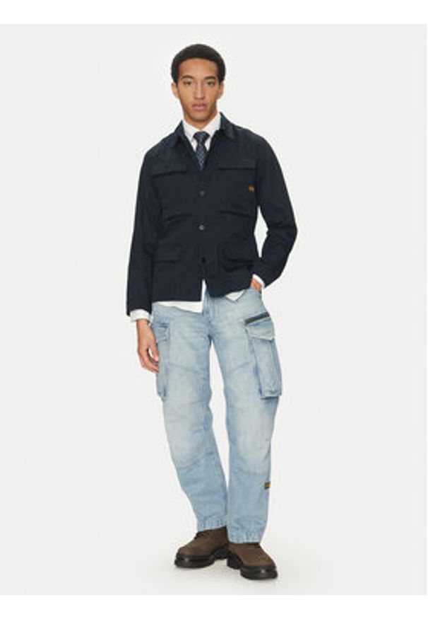 G-Star RAW - G-Star Raw Kurtka przejściowa 4 Pkt Overshirt D26429-D967 C742 Granatowy Slim Fit. Kolor: niebieski. Materiał: bawełna