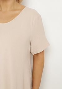 Born2be - Beżowa Rozkloszowana Sukienka z Bawełną Elzedia. Okazja: na co dzień. Kolor: beżowy. Materiał: bawełna. Typ sukienki: rozkloszowane. Styl: casual, elegancki #7