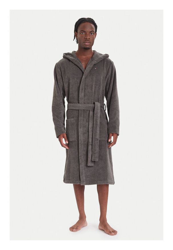 TOMMY HILFIGER - Tommy Hilfiger Szlafrok Icon Hooded Bathrobe 2S87905573 Szary. Kolor: szary. Materiał: bawełna