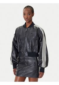 Adidas - adidas Kurtka z imitacji skóry Pleather KE5035 Czarny Oversize. Kolor: czarny. Materiał: skóra #1