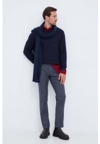 TOMMY HILFIGER - Tommy Hilfiger sweter bawełniany kolor granatowy lekki. Kolor: niebieski. Materiał: bawełna. Długość rękawa: długi rękaw. Długość: długie. Wzór: ze splotem #4